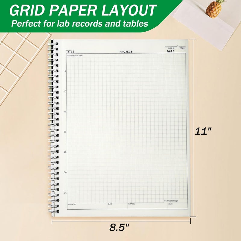 Varpotle Carbonless Lab Notebook - 50 Carbonless Sets(8.5'' X 11''), Carbon Copy Science Notebook with Scientific Grid Pages for Chemistry & Engineering, Students & Researchers, Wire-O Binding (1, Black) - Image 4